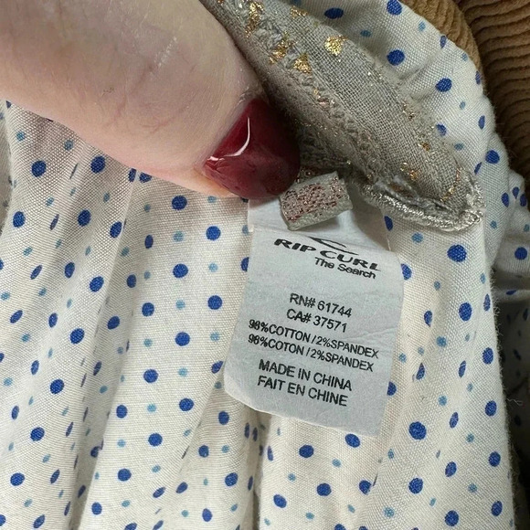 Rip Curl tan corduroy peplum jacket with pockets size S - Picture 8 of 8